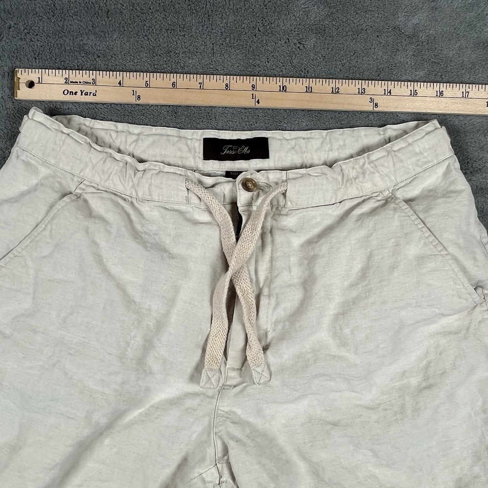 Tasso Elba 100% Linen Pants Mens Size 34x30 Beige Tan Straight Flat Casual Beach - Picture 5 of 8